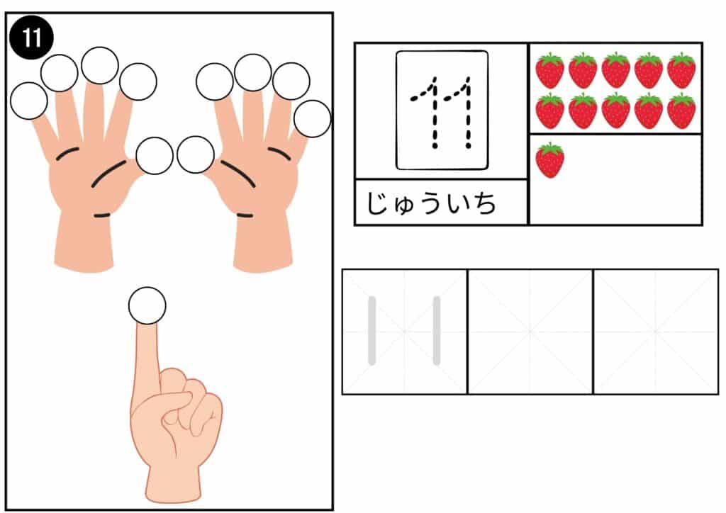 数字の11の学習プリント